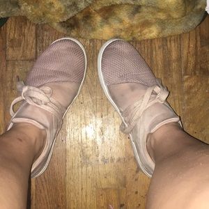 Pink and white shoes